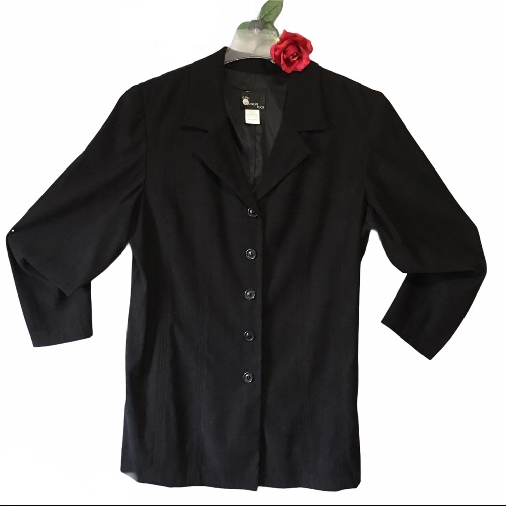 JACKET BLACK JACQUARD FIRST OPTION TOO 14/16W GOTHCORE DARK ACADEMIA NWOT